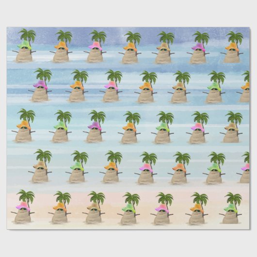 Tropischer Sandmann mit Palmen Geschenkpapier (Flach)