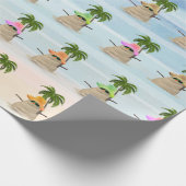 Tropischer Sandmann mit Palmen Geschenkpapier (Ecke)