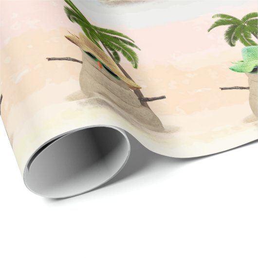 Tropischer Sandmann mit Palmen Geschenkpapier (Rolleneckpunkt)