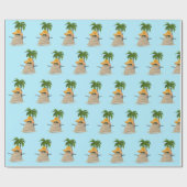 Tropischer Sandmann mit Palmen Geschenkpapier (Flach)