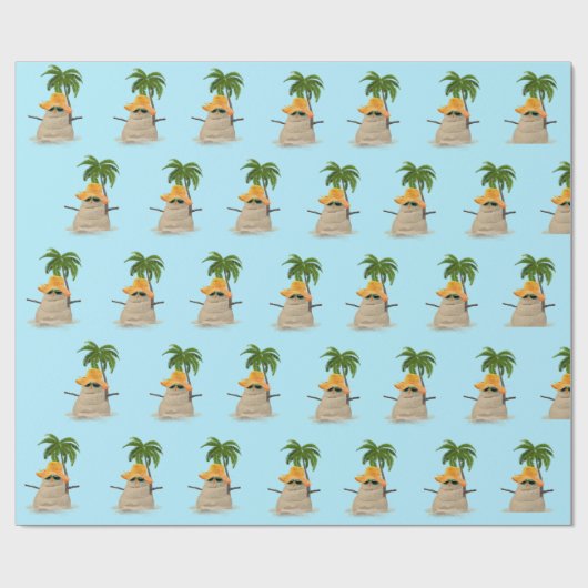 Tropischer Sandmann mit Palmen Geschenkpapier (Flach)