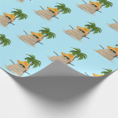 Tropischer Sandmann mit Palmen Geschenkpapier (Ecke)