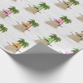 Tropischer Sandmann mit Palmenblätterpapier Geschenkpapier (Ecke)