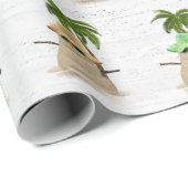 Tropischer Sandmann mit Palmenblätterpapier Geschenkpapier (Rolleneckpunkt)