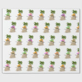 Tropischer Sandmann mit Palmenblätterpapier Geschenkpapier (Flach)