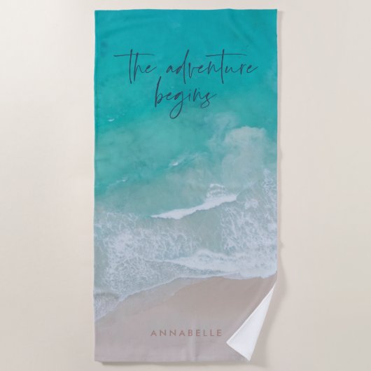 Tropischer Sandstrand Ozean das Abenteuer beginnt Strandtuch (Vorderseite)