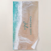 Tropischer Sandstrand Ozean Sonnige Wellen Urlaub Strandtuch (Vorderseite)