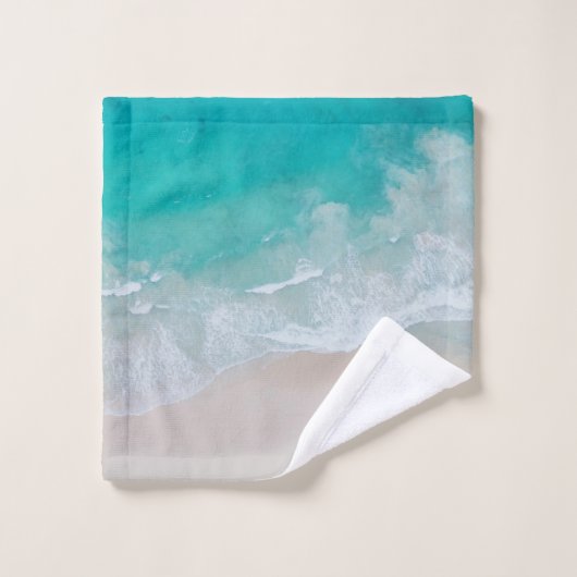 Tropischer Sandstrand Sonnige Wellen modern Badhandtuch Set (Waschlappen)