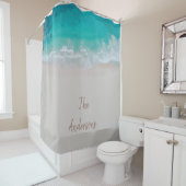 Tropischer Sandstrand Sonnige Wellen modern Duschvorhang (Beispiel)