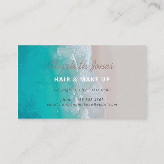 Tropischer Sandstrand Sonnige Wellen modern Visitenkarte (Rückseite)