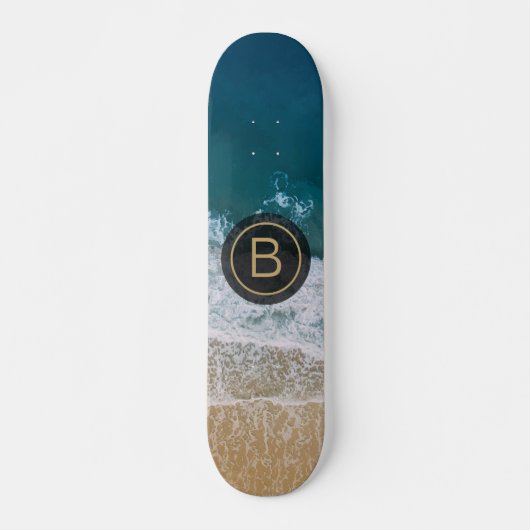 Tropischer Sandstrand Türkis Sea Golden Monogram Skateboard (Vorne)
