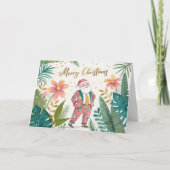 Tropischer Santa in einer Hat-Weihnachtskarte Dankeskarte (Vorderseite)