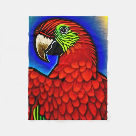 Tropischer Schatz: Abstraktes Parrot Artwork Fleecedecke (Vorderseite)