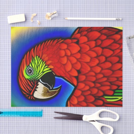 Tropischer Schatz: Abstraktes Parrot Artwork Seidenpapier (Handwerk)