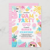 Tropischer Schaumpool Splash Pad Geburtstagsparty Einladung (Vorne/Hinten)