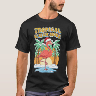 Tropischer Schlitten-Modus Flamingo Weihnachtsurla T-Shirt