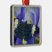 Tropischer Schmetterling Lila Iris Silbernes Ornament (Rechts)