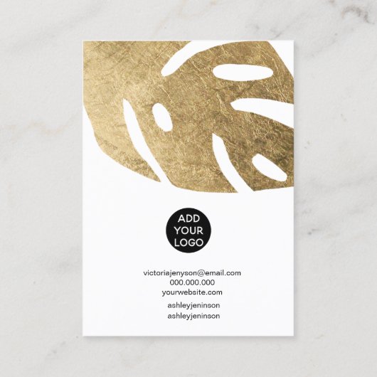 Tropischer Schmuck-Ohrring aus Goldblatt Visitenkarte (Rückseite)