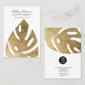 Tropischer Schmuck-Ohrring aus Goldblatt Visitenkarte (Vorne/Hinten)