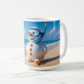 Tropischer Schneemann am Strand Kaffeetasse (VorderseiteRechts)