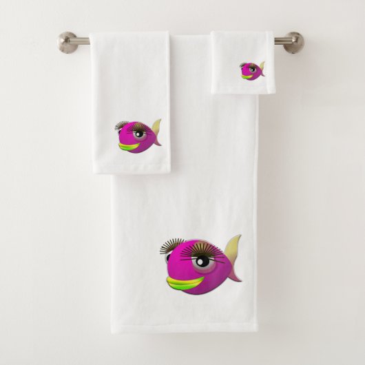 Tropischer, schöner Fisch aus Rosa Badhandtuch Set (Insitu)