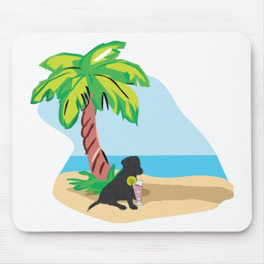 tropischer schwarzer Labrador Mousepad (Vorne)