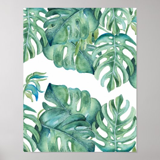 Tropischer Schweizer Käse Pflanze Watercolor Poster (Vorne)