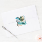 Tropischer Schwung aus Palmen Quadratischer Aufkleber (Umschlag)
