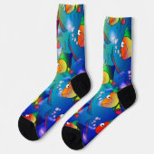 Tropischer See voller farbenfroher Cartoon niedlic Socken (Linkes Detail)