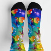 Tropischer See voller farbenfroher Cartoon niedlic Socken (Oben)
