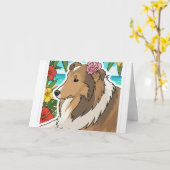 Tropischer Sheltie Karte (Gelbe Blume)