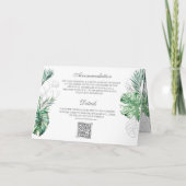 Tropischer Silberpalmen-Foto-QR-Code-Hochzeit Einladung (Rückseite)
