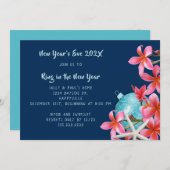 Tropischer Silvester Party Plumeria Einladung (Vorne/Hinten)