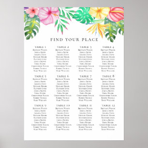 Tropischer Sitzplan. Exotische Sommerhochzeit Poster