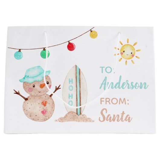 Tropischer Snowman-Geschenktasche Große Geschenktüte (Vorderseite)