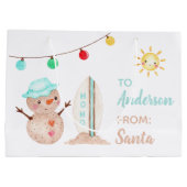 Tropischer Snowman-Geschenktasche Große Geschenktüte (Rückseite)