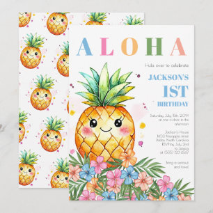 Tropischer Sommer Ananas Aloha 1. Geburtstagsfeier Einladung