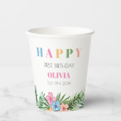 Tropischer Sommer Ananas Kinder glücklich 1. Gebur Pappbecher (Vorderseite)