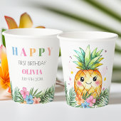 Tropischer Sommer Ananas Kinder glücklich 1. Gebur Pappbecher