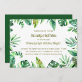 Tropischer Sommer | Aquarell-Blätter Annaprashan Einladung (Vorne/Hinten)