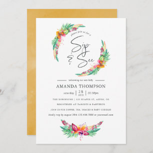 Tropischer Sommer-Badestrand mit Blick auf das Mee Einladung