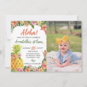 Tropischer Sommer Blumengeburtstag Einladung (Vorderseite)