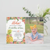 Tropischer Sommer Blumengeburtstag Einladung (Stehend Vorderseite)