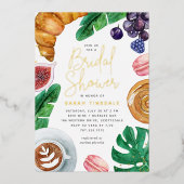 Tropischer Sommer Brautparty Brunch Gold Folieneinladung (Vorderseite)