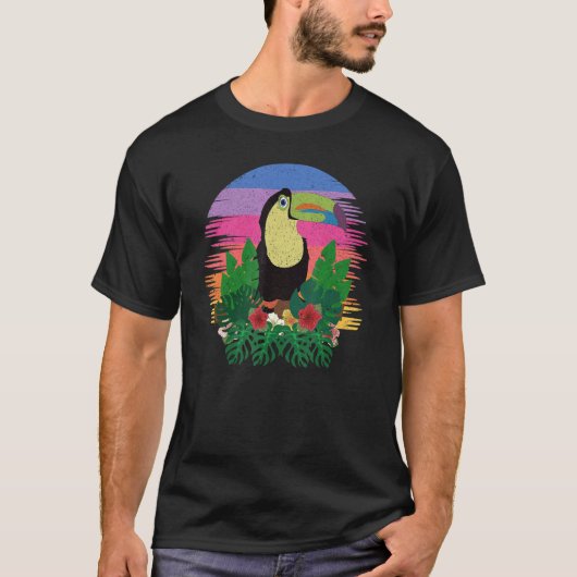 Tropischer Sommer Exotic Bird Wildlife Animal Retr T-Shirt (Vorderseite)