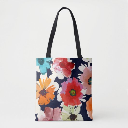 Tropischer Sommer | Farbenfrohe Blumenmuster Tasche (Vorderseite)