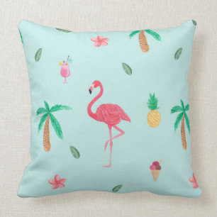 Tropischer Sommer-Flamingo-blaue Kissen
