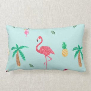 Tropischer Sommer-Flamingo-blaue Lendenkissen