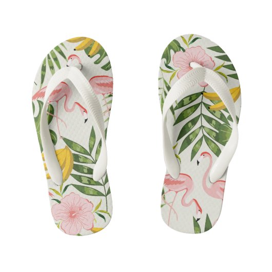 Tropischer Sommer Flamingo Flip Flops Kinderbadesandalen (Fußbett)