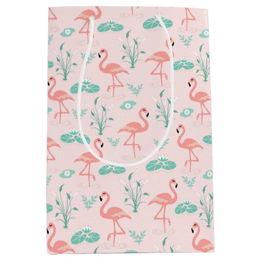 Tropischer Sommer Flamingo Pastellrosa Mittlere Geschenktüte (Vorderseite)